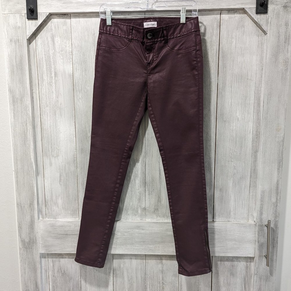 Calvin Klein Faux Leather Pants SZ 0 new condition
